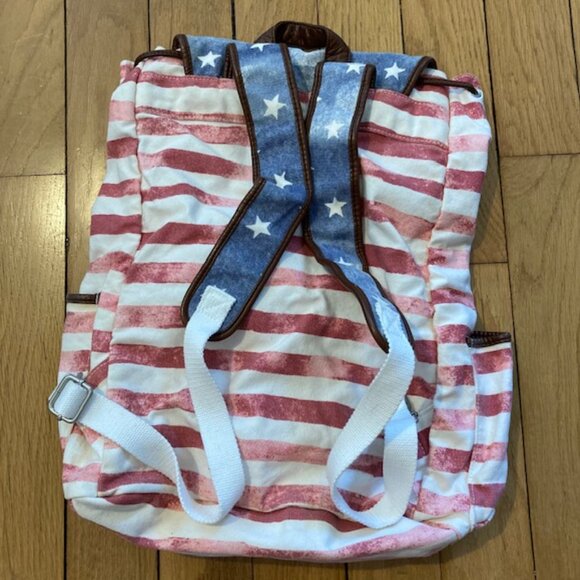 Aeropostale American USA Flag Backpack Blue Red White Stripes & Stars - Picture 4 of 7